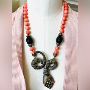Heidi Daus 🆕 “Mystical Serpent “ coral bead necklace 2025 The Year Of The Snake
